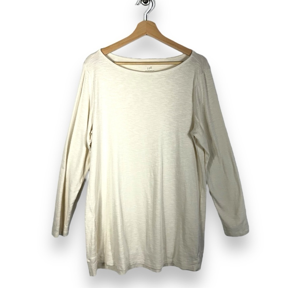 4 for $40 SALE! J Jill Pima Cotton Boat Neck Tunic, Antique Ivory, Size LT